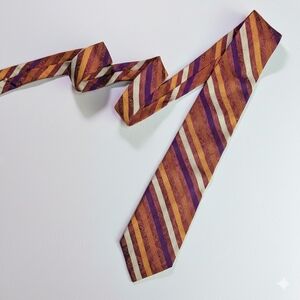 Altea Milano 100% Silk Vintage Tie Burgundy Wine Purple Diagonal Stripes Italy